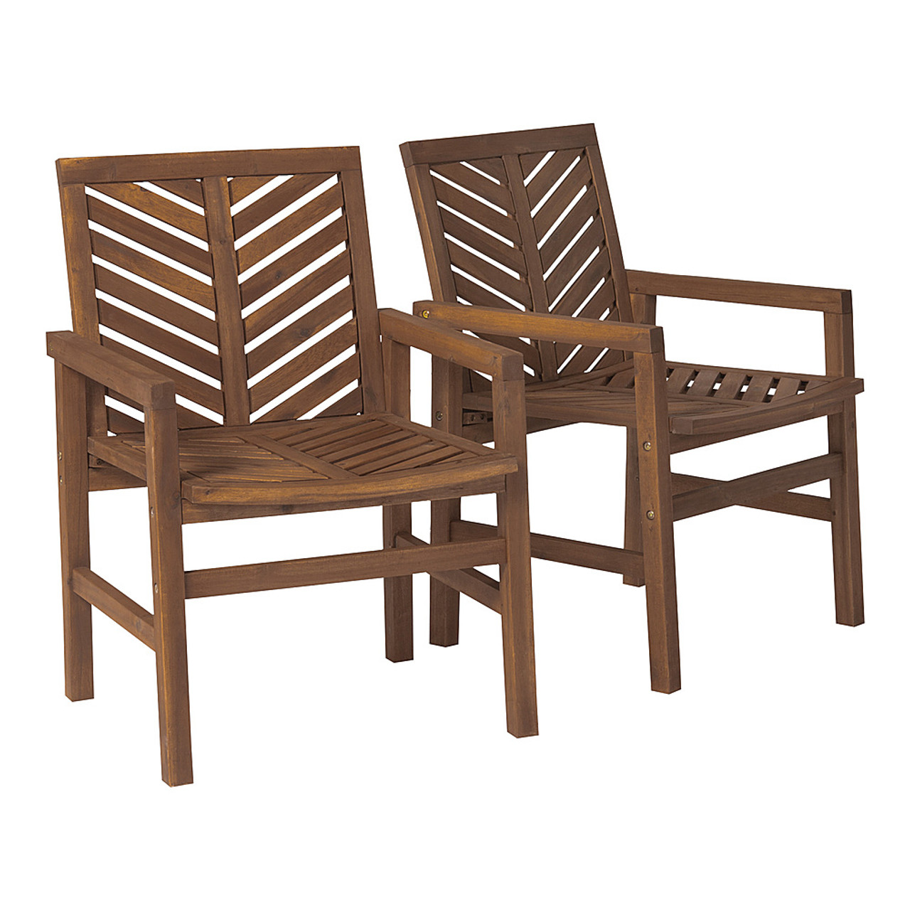Walker Edison - Windsor Acacia Wood Patio Chairs, Set of 2 - Dark Brown