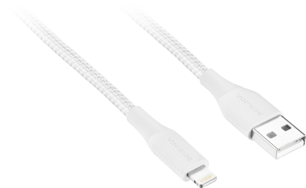 Insignia™ - 4' / 6' / 10' Lightning to USB Braided Charge-and-Sync Cables (3 Pack) - Moon Gray