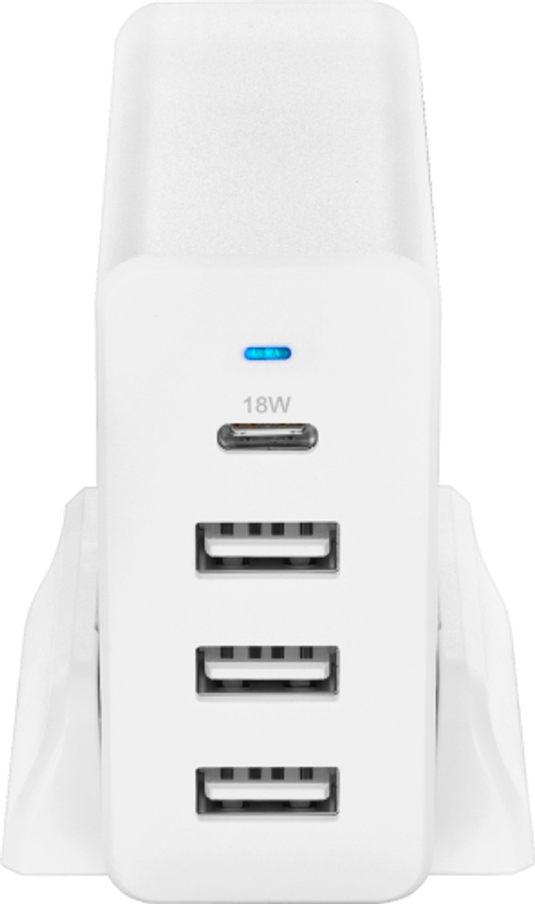 Insignia™ - 45 W 4' Wall Charger with 4 USB/USB-C Ports - White