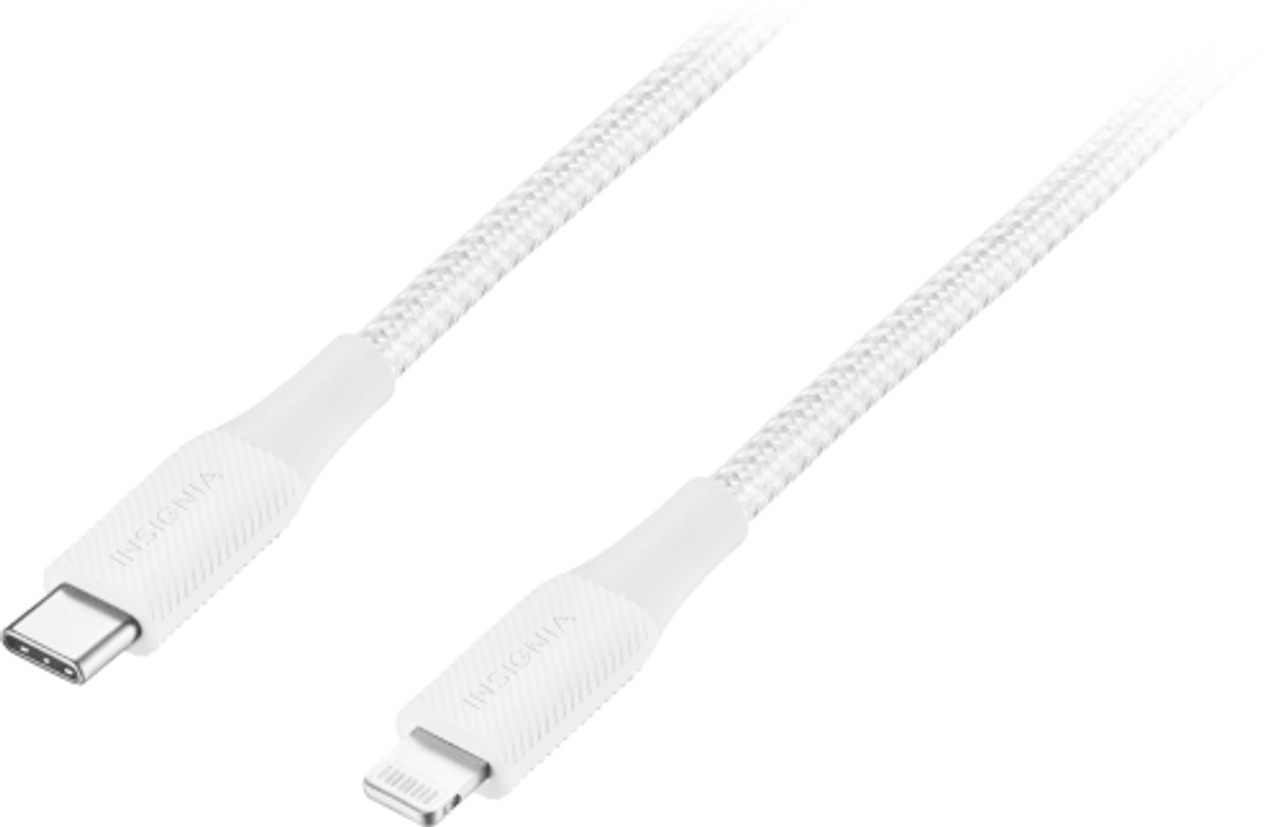 Insignia™ - 4’ Lightning to USB-C Charge-and-Sync Cable - Moon Gray