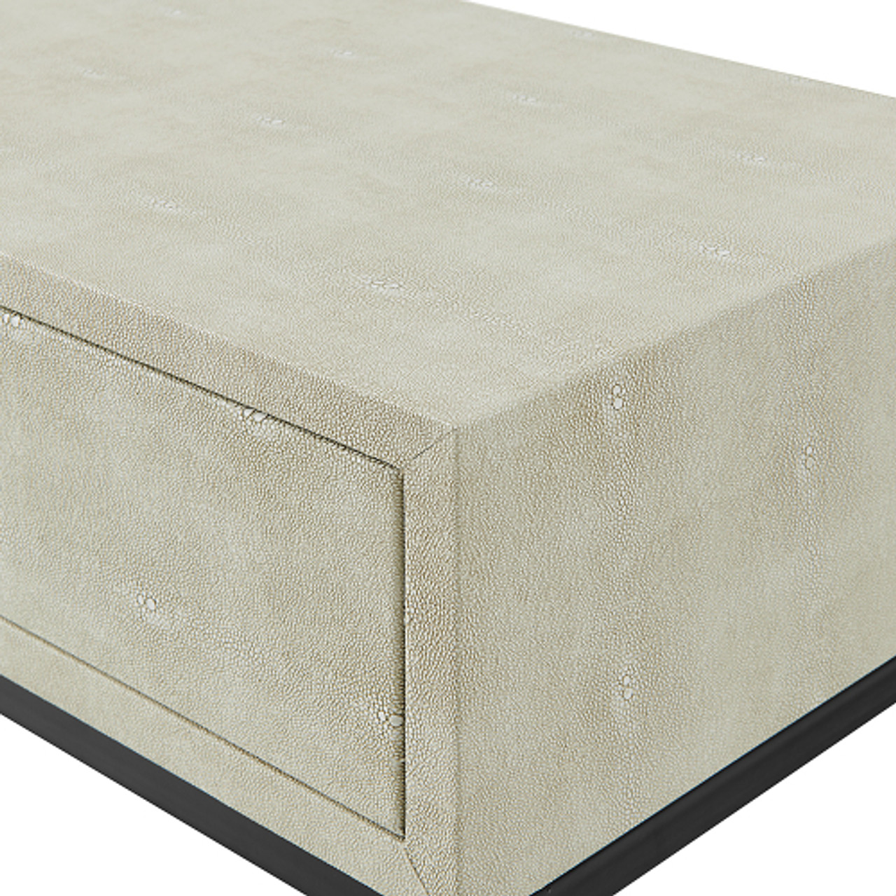 Walker Edison - 42” Modern Faux Shagreen and Metal Entry Table - Off White