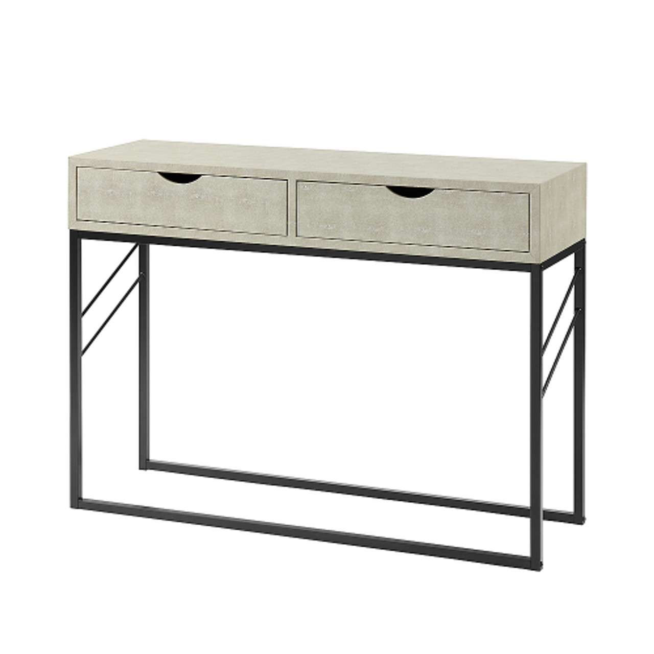 Walker Edison - 42” Modern Faux Shagreen and Metal Entry Table - Off White