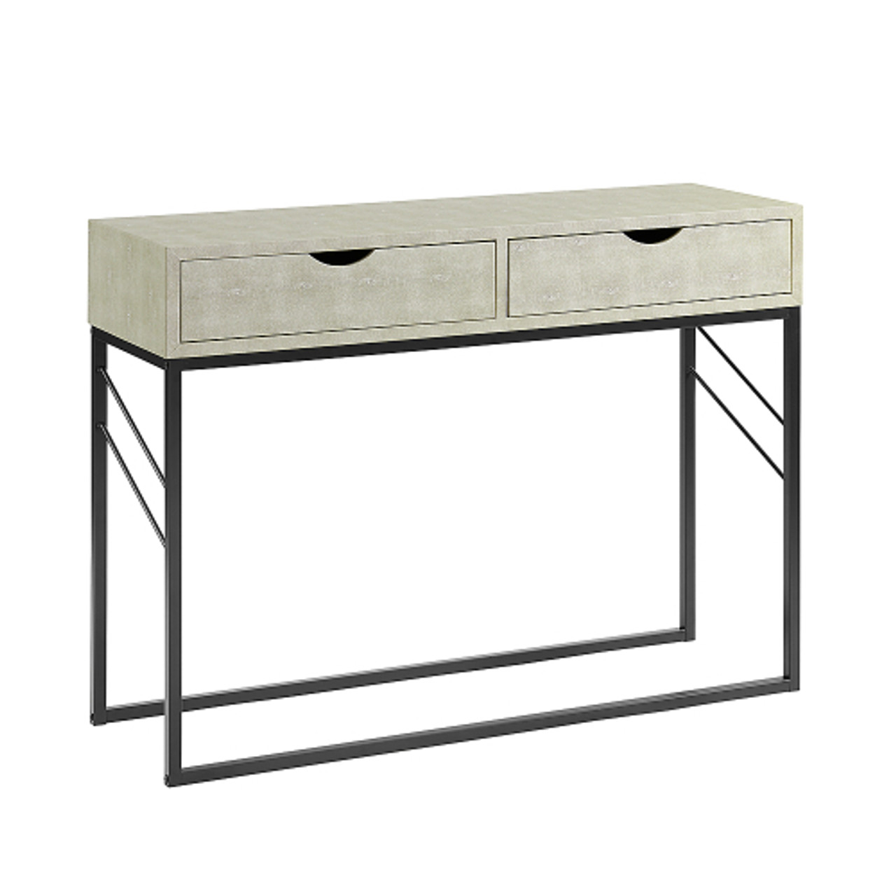 Walker Edison - 42” Modern Faux Shagreen and Metal Entry Table - Off White