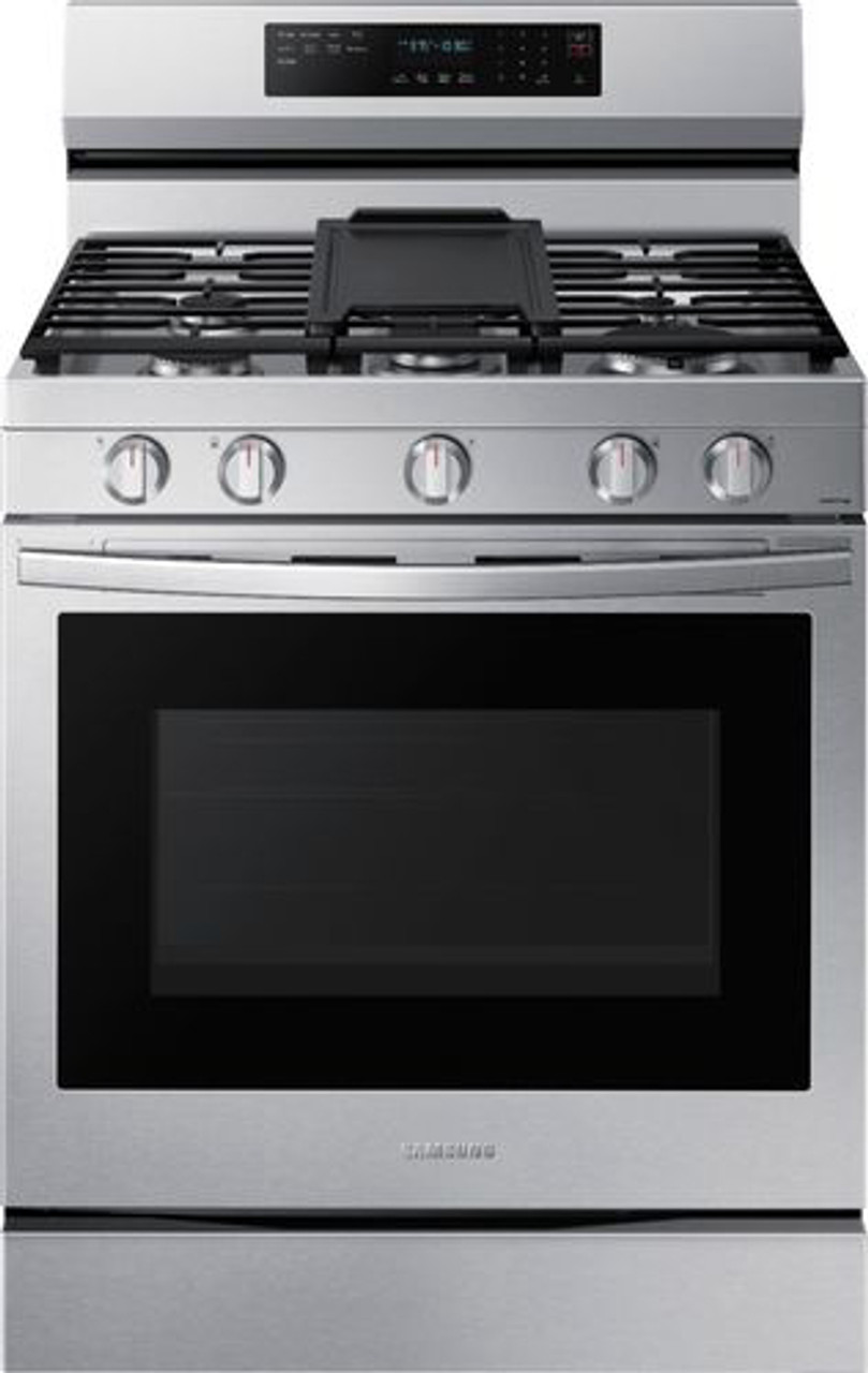 Samsung - 6.0 Cu. Ft. Freestanding Gas Convection+ Range with WiFi and No-Preheat Air Fry - Fingerprint Resistant Stainless Steel