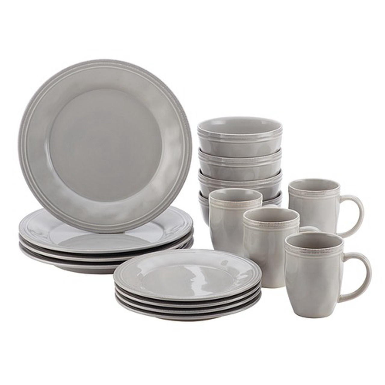 Rachael Ray Ceramic Dinnerware Set, 16-Piece, Sea Salt Gray - Sea Salt Gray