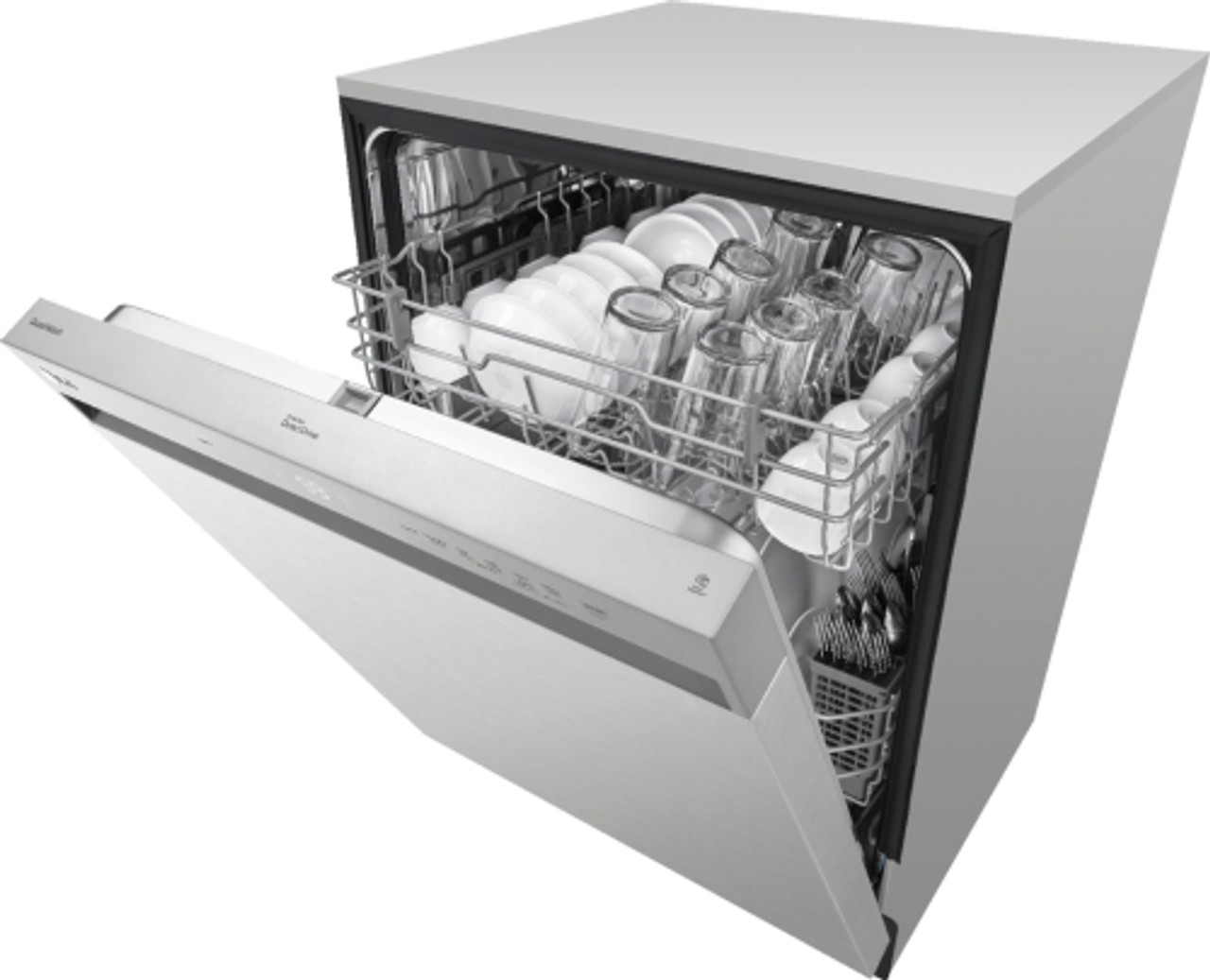 LG - 24" Front-Control Built-In Dishwasher with Stainless Steel Tub, QuadWash, 50 dBa - Stainless steel