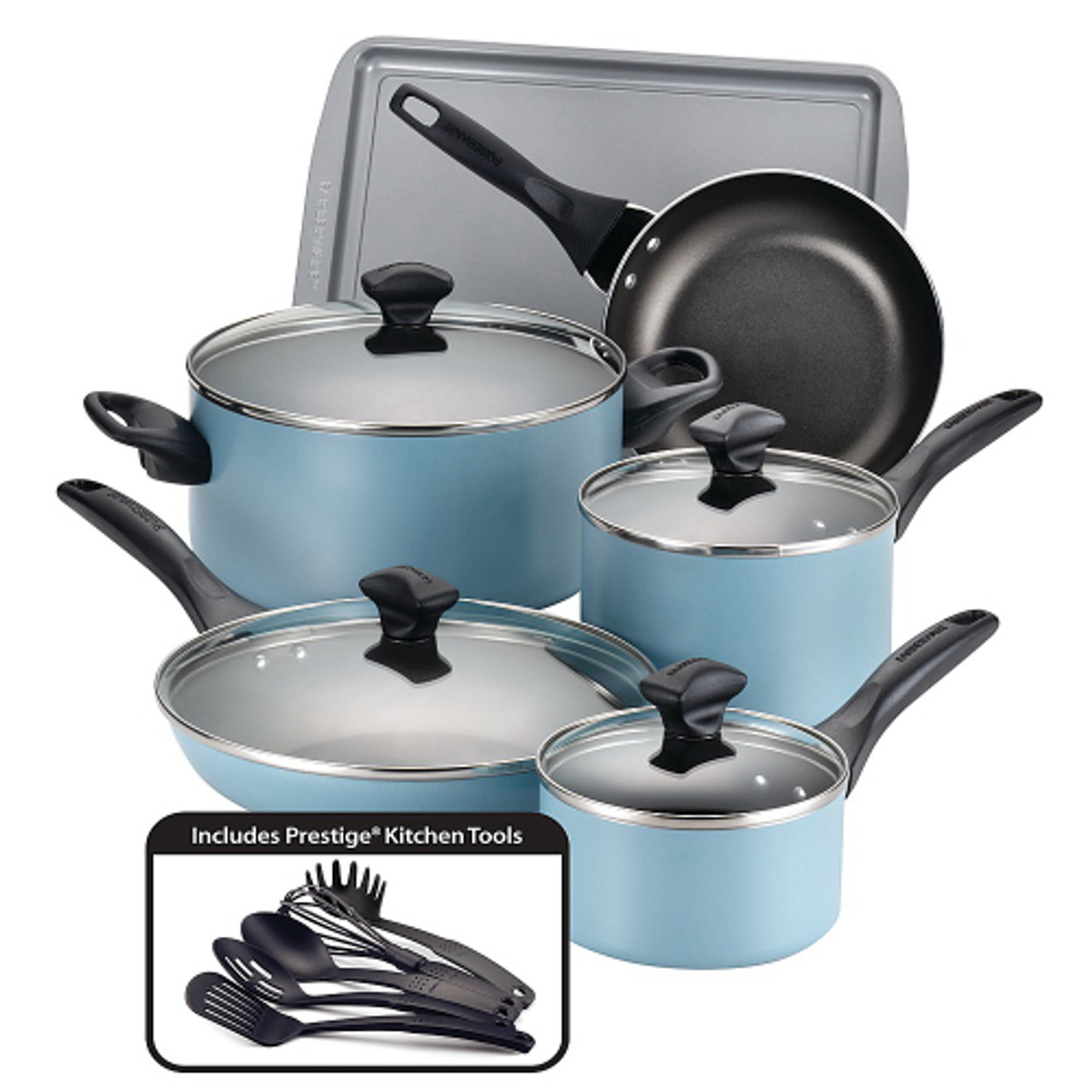 Farberware Dishwasher Safe Nonstick Cookware Set, 15-Piece, Aqua - Aqua