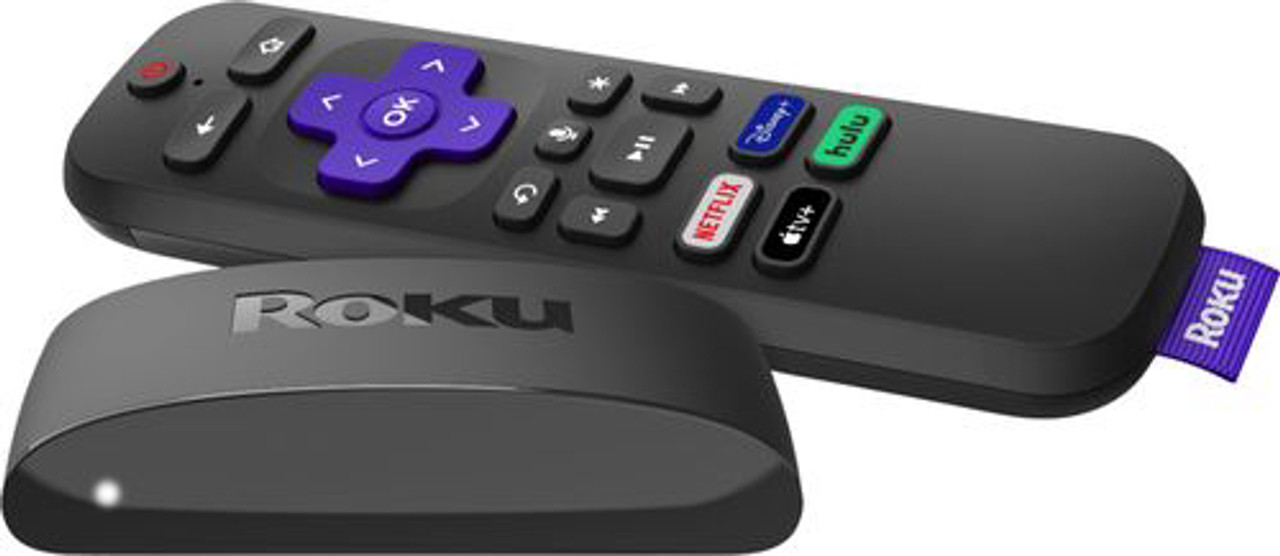 Roku - Express 4K+ (2021) Streaming Media Player with Voice Remote, TV Controls, and Premium HDMI® Cable - Black