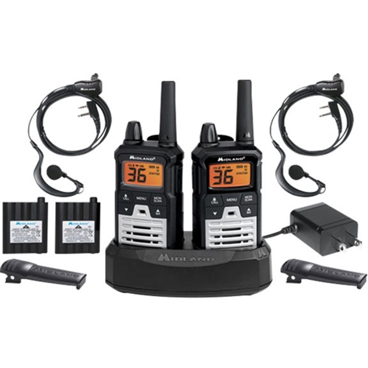 Midland - X-TALKER 40-Mile, 22-Channel FRS/GMRS 2-Way Radios (Pair) - Silver/Black