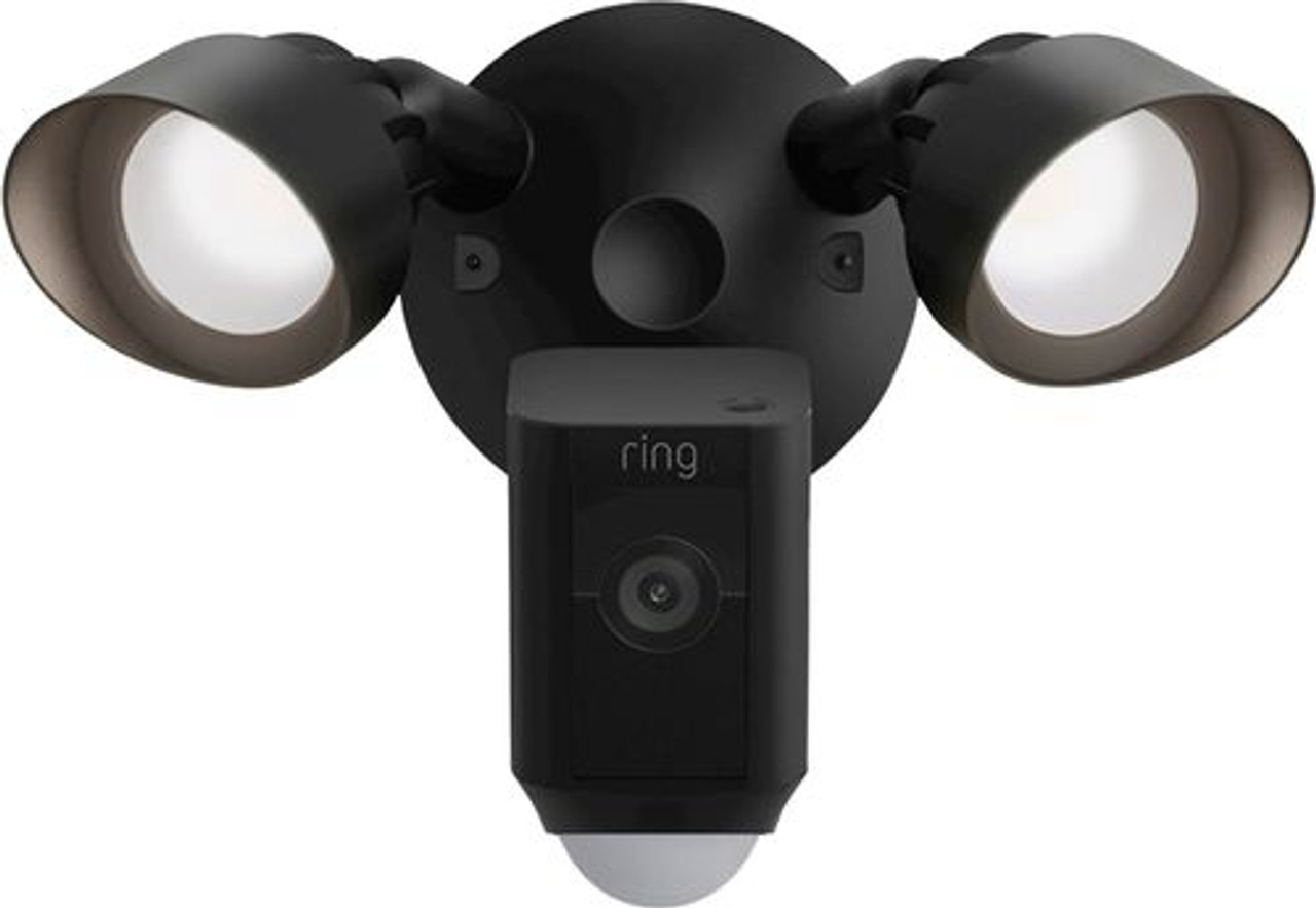 Ring - Floodlight Cam Wired Plus Outdoor 1080p Surveillance Camera - Black