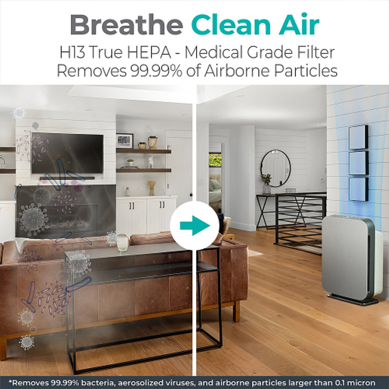 Alen - BreatheSmart 75i 1300Sq. Ft., True HEPA Air Purifier - Brushed Stainless