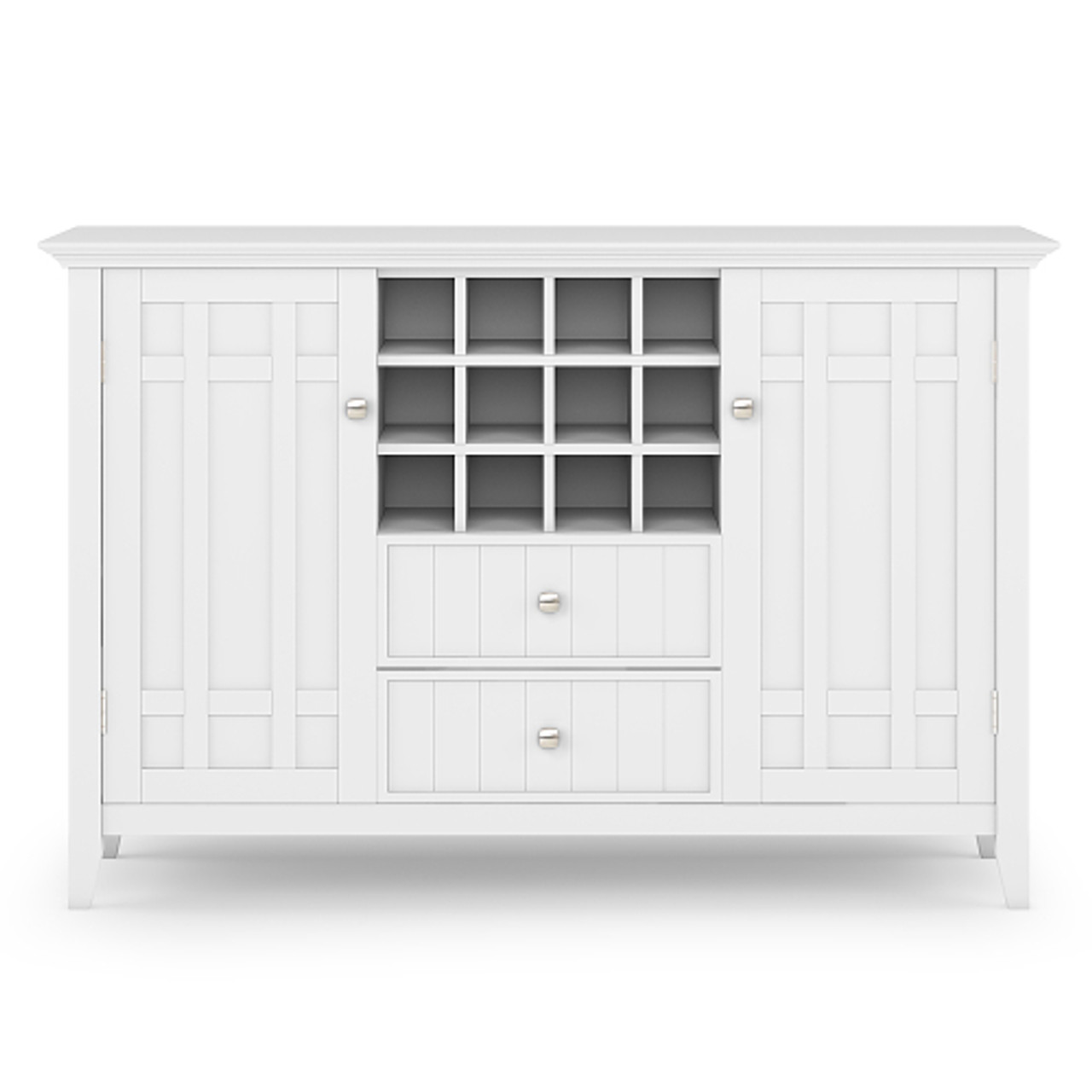 Simpli Home - Bedford Solid Wood 54 inch Wide Rustic Sideboard Buffet and Wine Rack - White