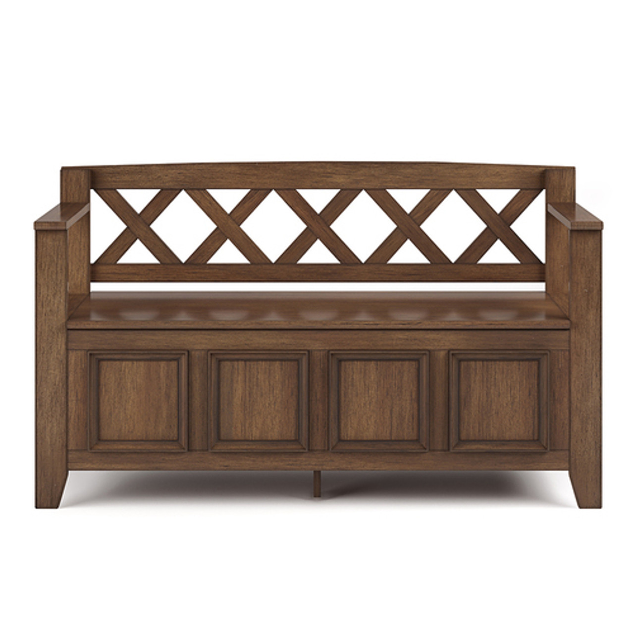 Simpli Home - Amherst Solid Wood 48 inch Wide Transitional Entryway Storage Bench - Rustic Natural Aged Brown