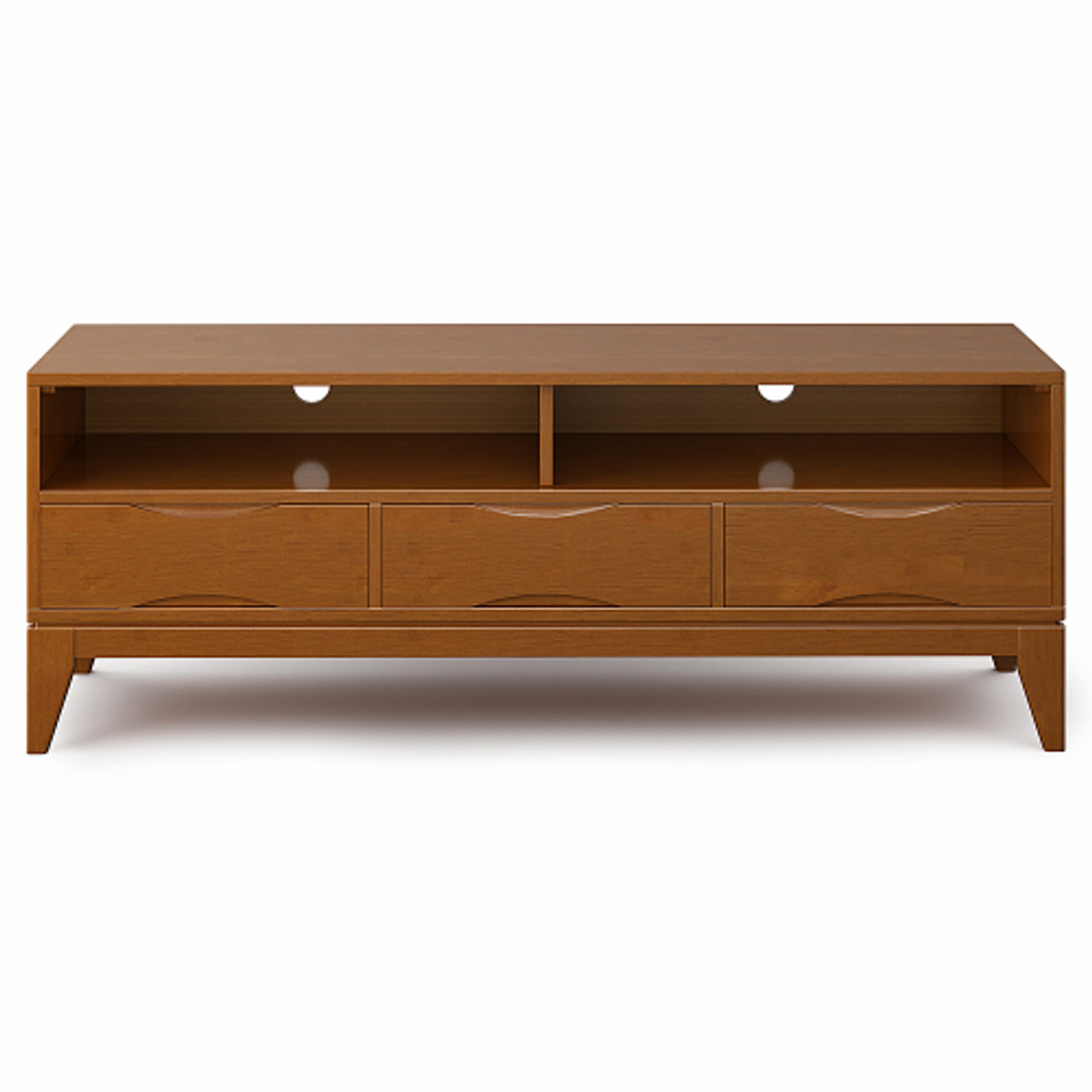 Simpli Home - Harper Solid Hardwood 60 inch Wide Mid Century Modern TV Media Stand For TVs up to 65 inches - Teak Brown