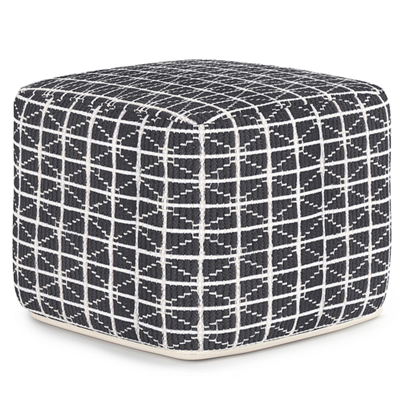 Simpli Home - Noreen Square Pouf - Slate Grey and White