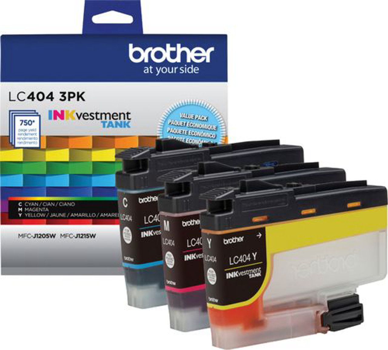 Brother Genuine LC404 3PKS 3-Pack Color INKvestment Tank Ink Cartridges - Multi