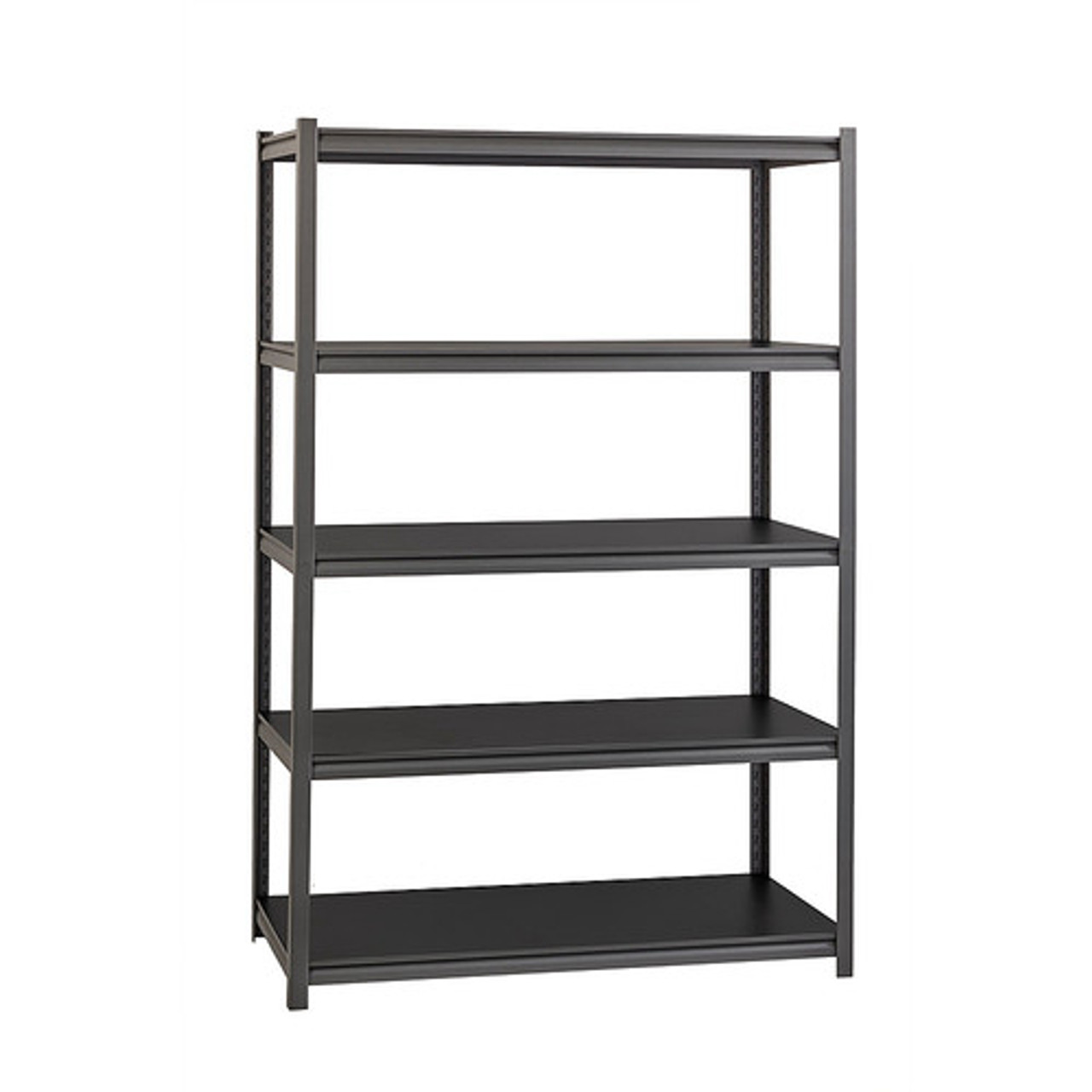 Space Solutions - 3200 Riveted Steel Shelving 5-Shelf Unit, 18D x 48W x 72H, Gunmetal Gray/Black - Gunmetal Gray - Black