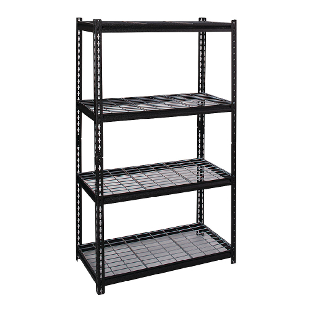 Space Solutions - 2300 Riveted Steel Wire Deck Shelving 4-Shelf Unit, 18D x 36W x 60H - Black