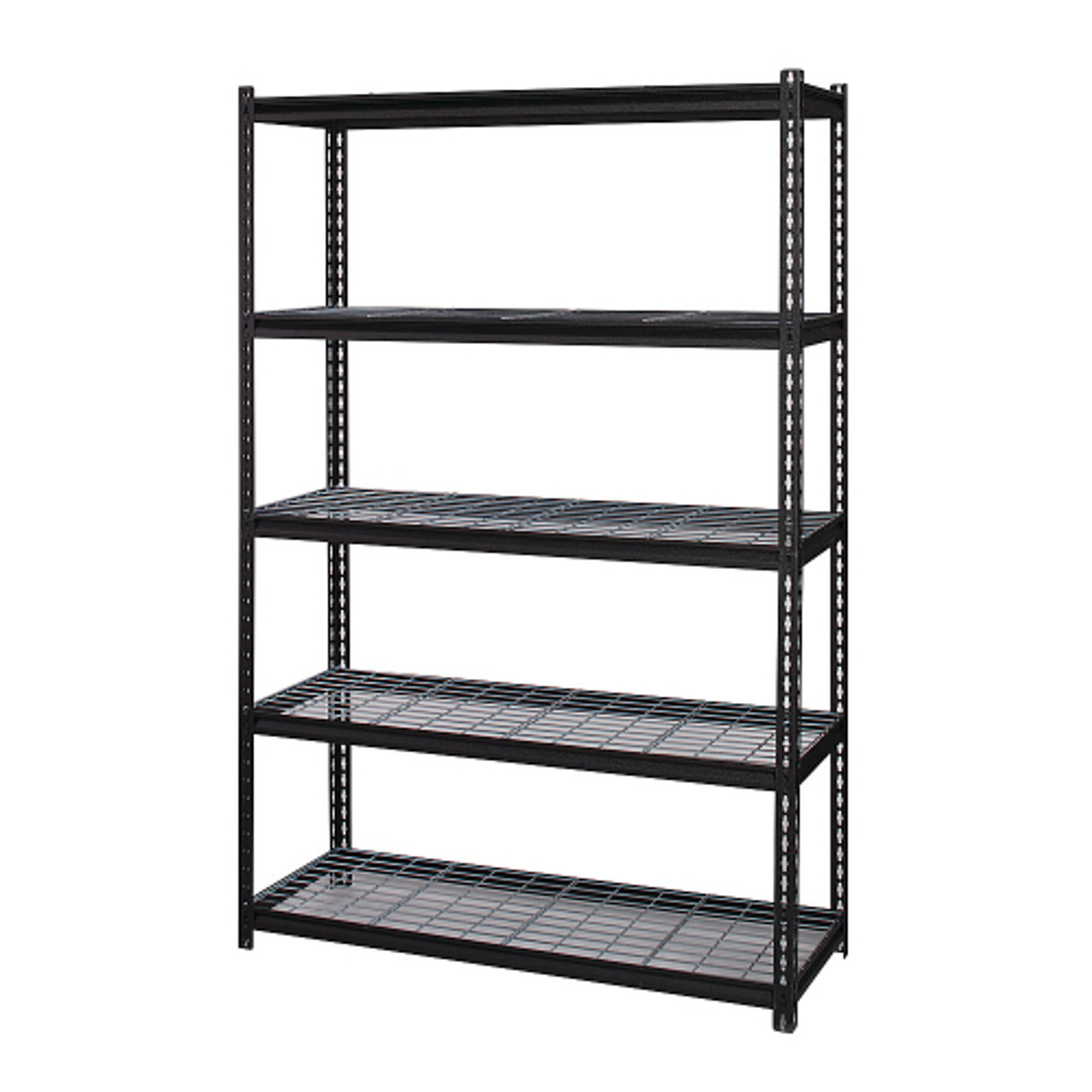 Space Solutions - 2300 Riveted Wire Deck Shelving, 5-Shelf, 18Dx48Wx72H - Black