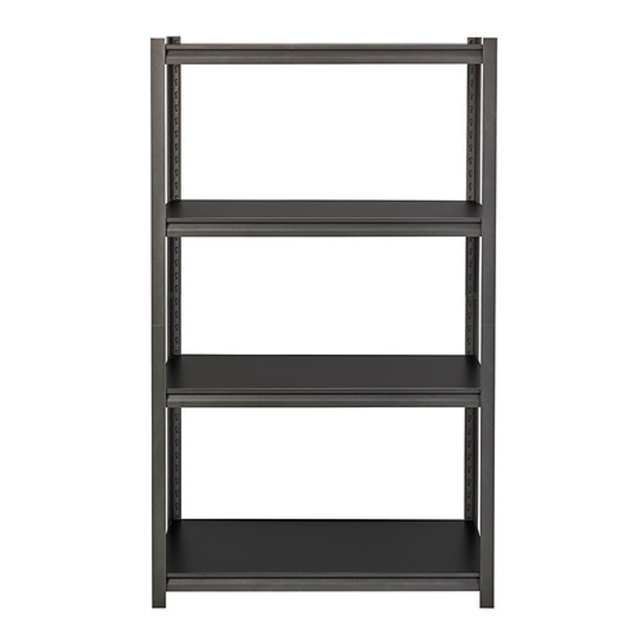 Space Solutions - 3200 Riveted Steel Shelving 4-Shelf Unit, 18D x 36W x 60H, Gunmetal Gray/Black - Gunmetal Gray - Black