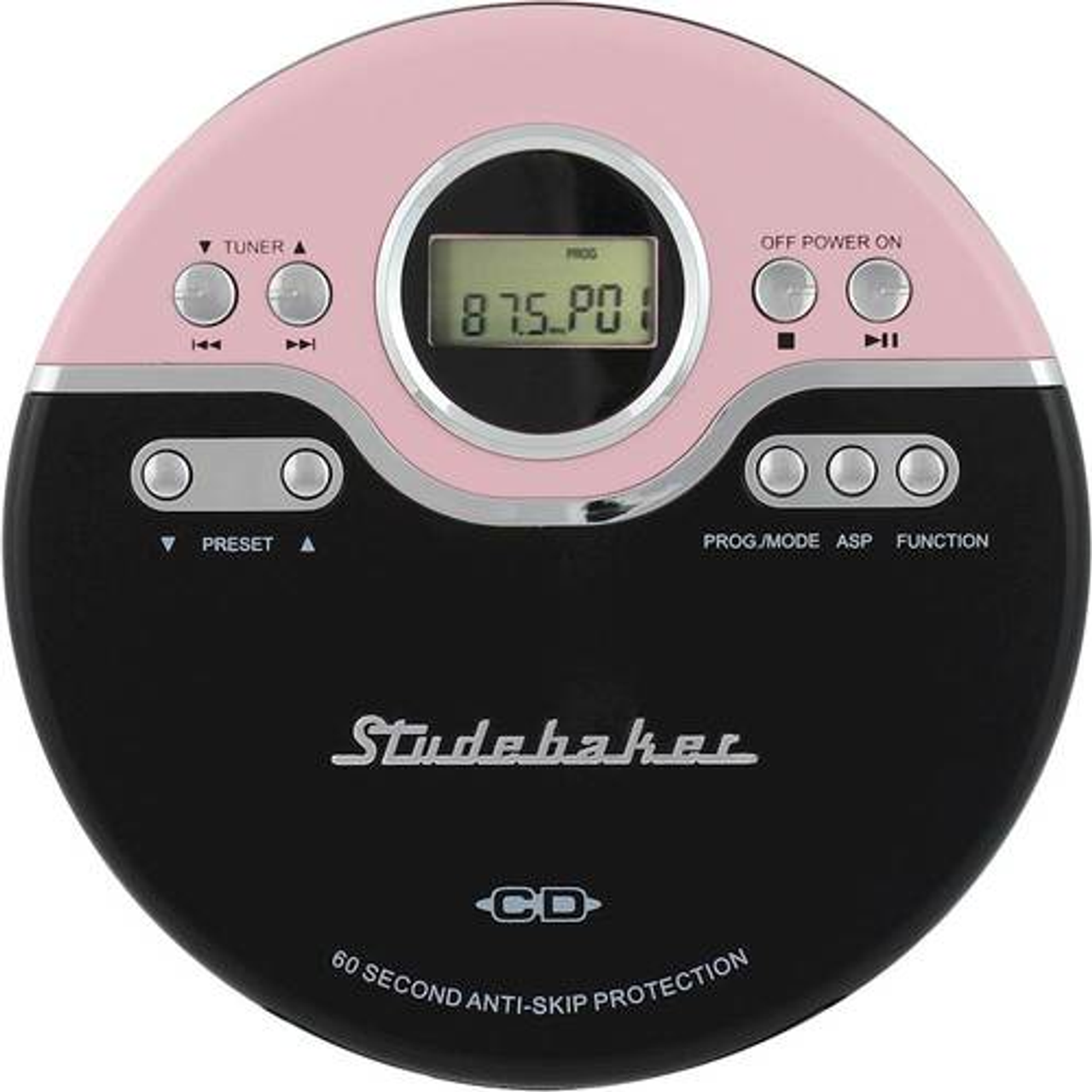 Studebaker - Portable CD Player with FM Radio - Pink/Black