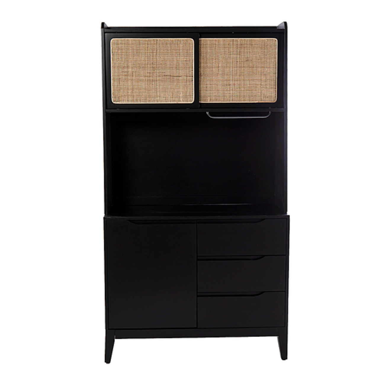 Southern Enterprises - SEI Carondale Tall Buffet Cabinet w/ Storage - Black and natural finish