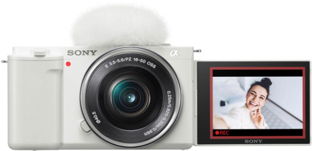 Sony - Alpha ZV-E10 APS Interchangeable Lens Mirrorless Vlog Camera Kit with Lens - White