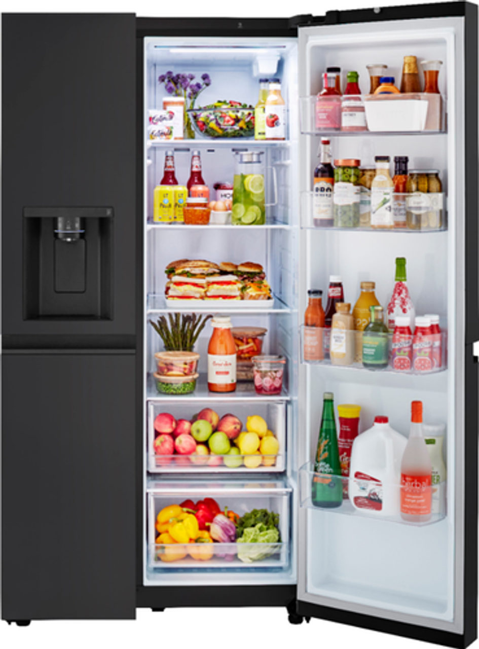 LG - 27.2 cu ft Side by Side Refrigerator with SpacePlus Ice - Smooth Black