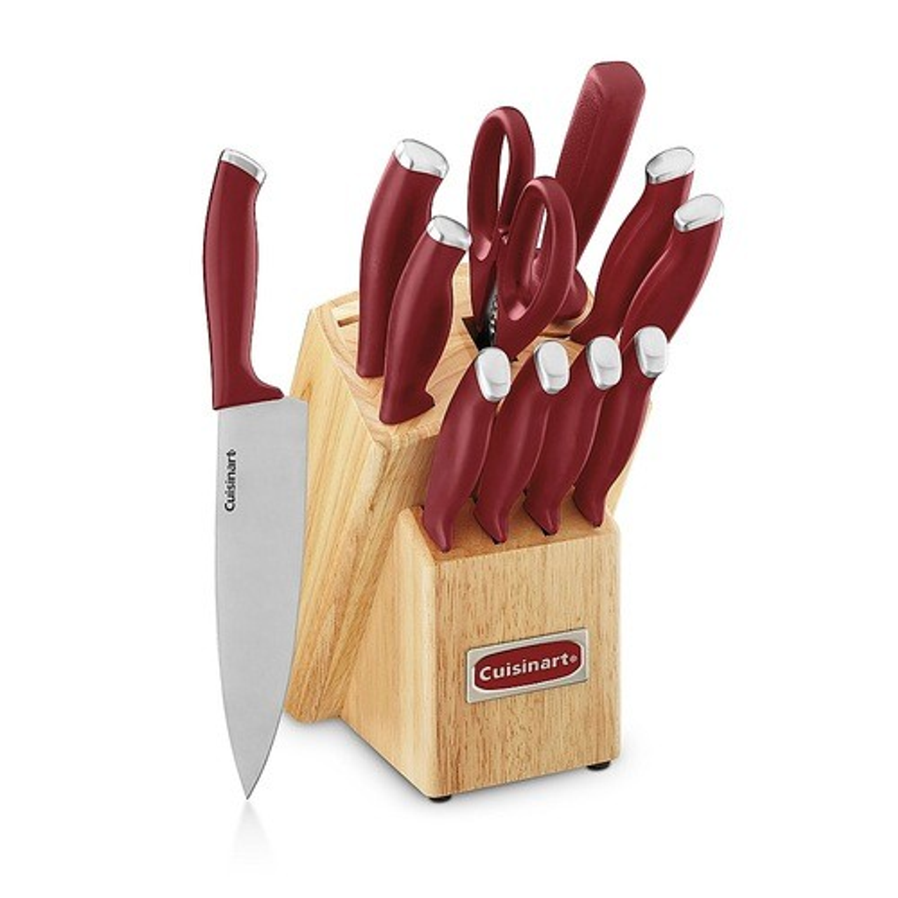 Cuisinart - 12PC Red & Stainless Steel Cutlery Block Set - Red