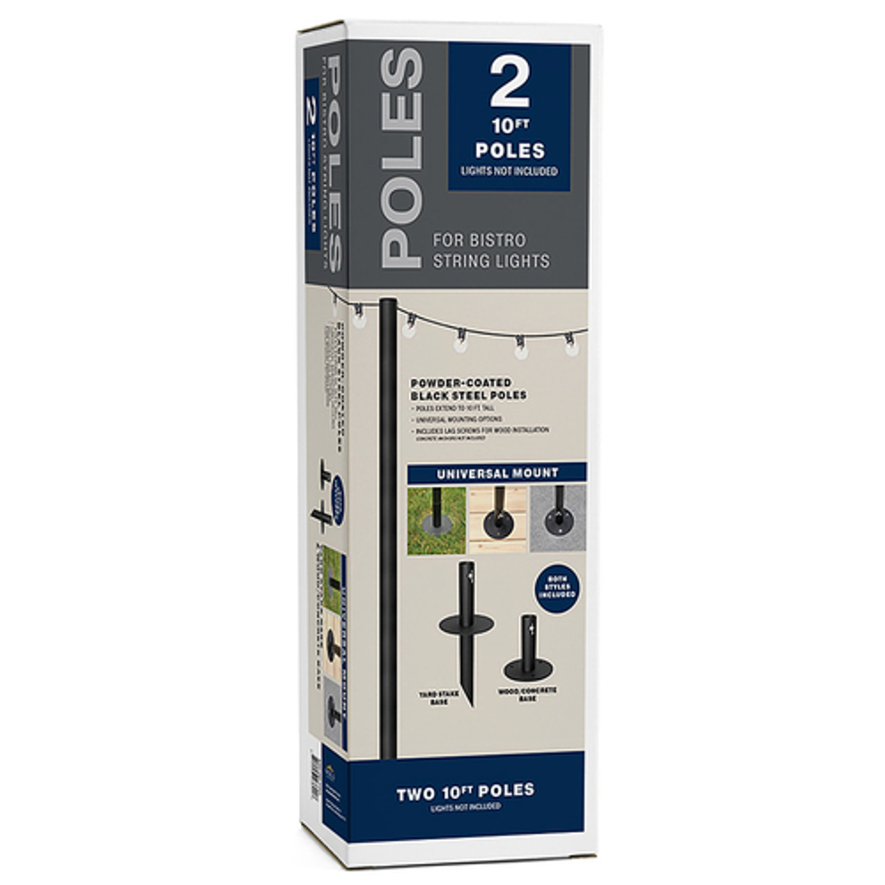 Excello Global Products - String Light 10'  Poles Black 2-pk - Clear