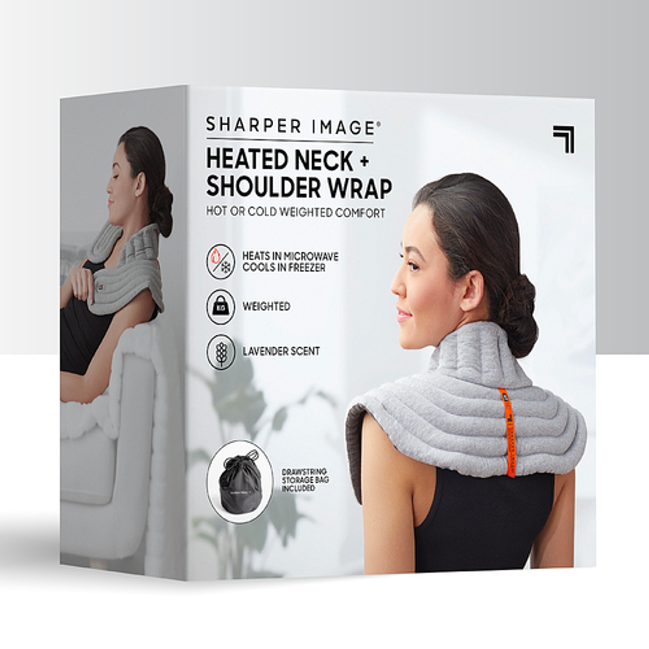 Sharper Image Heated Neck and Shoulder Aromatherapy Wrap, Lavender Scented Hot/Cold - Grey