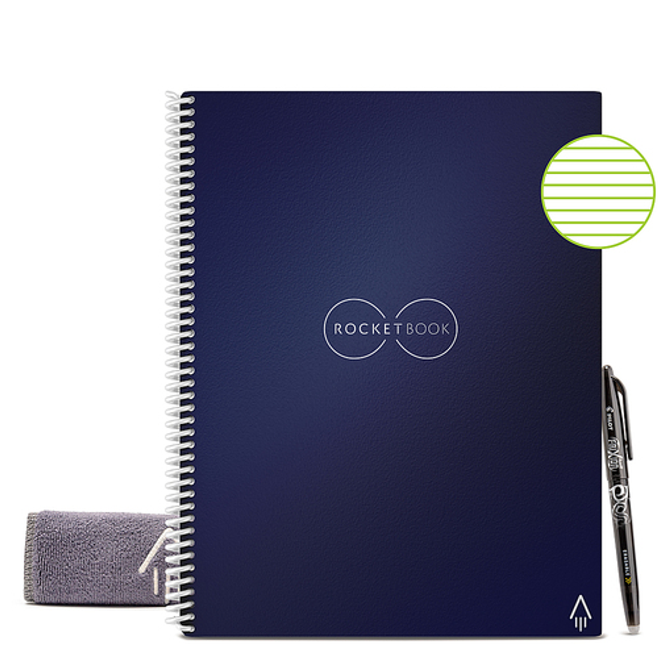 Rocketbook - Core Smart Reusable Notebook Lined 8.5" x 11" - Midnight Blue - Midnight Blue