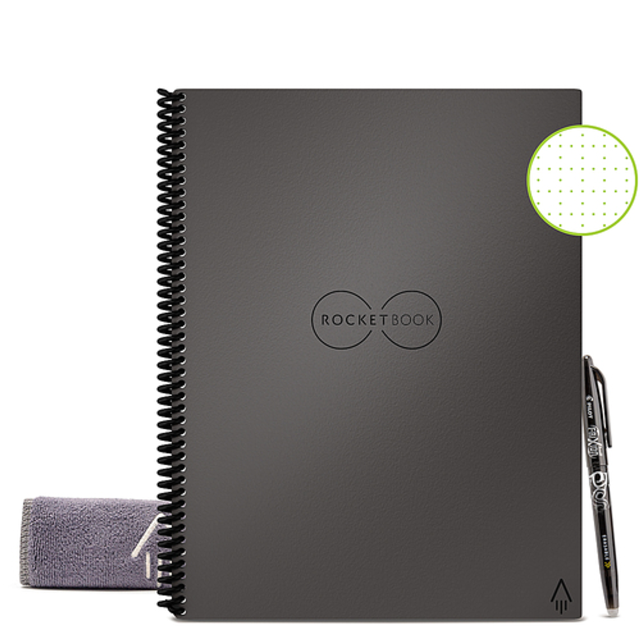 Rocketbook - Core Smart Reusable Notebook Dot-Grid 8.5" x 11" - Deep Space Gray - Deep Space Gray