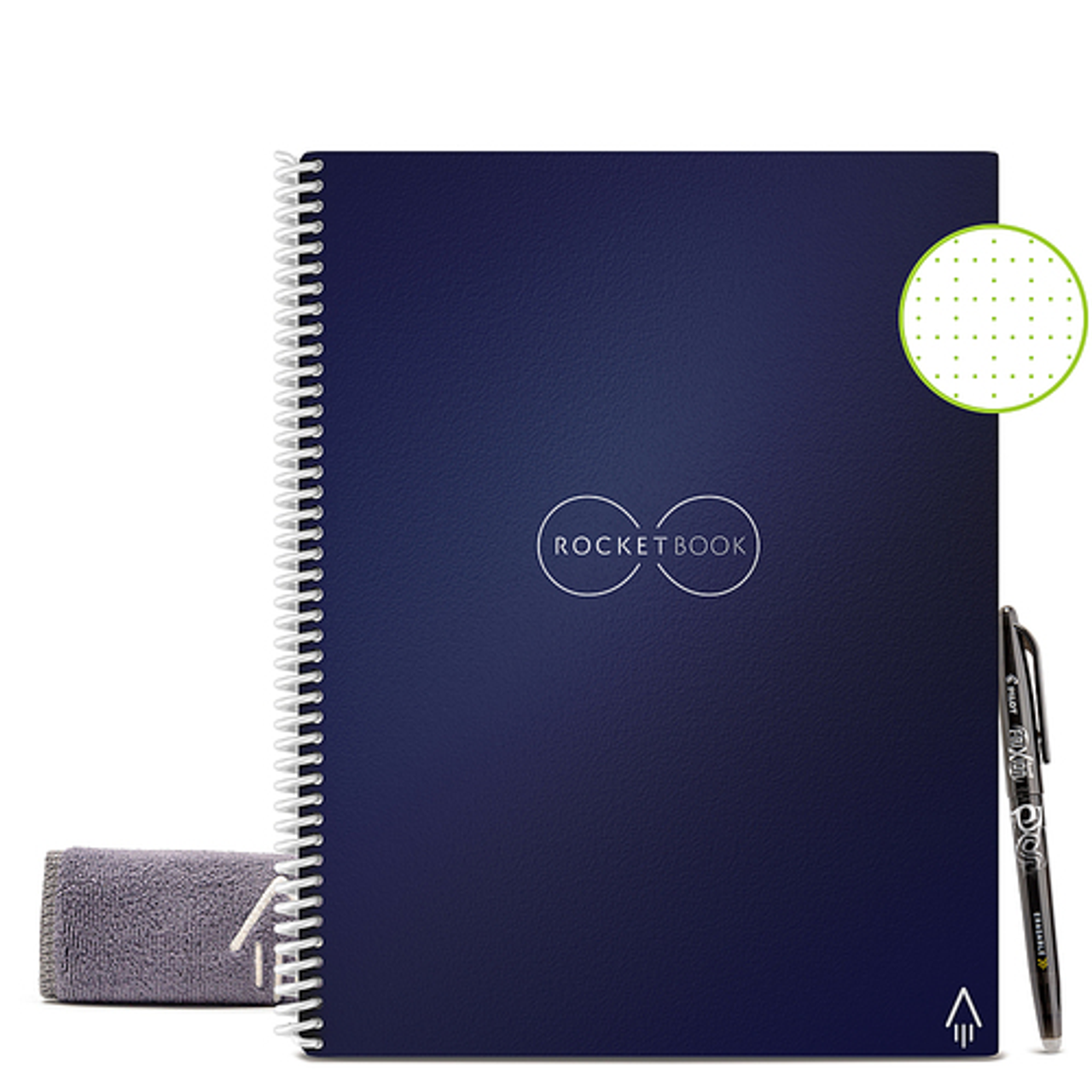 Rocketbook - Core Smart Reusable Notebook Dot-Grid 8.5" x 11" - Midnight Blue - Midnight Blue