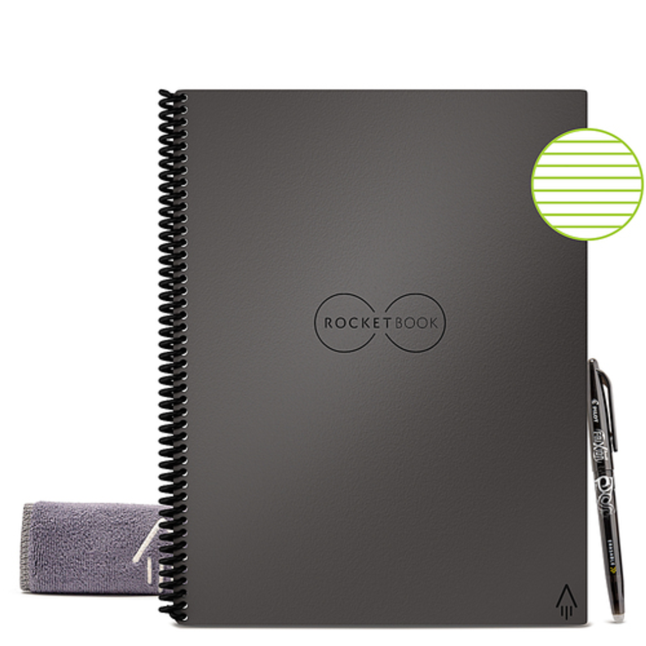Rocketbook - Core Smart Reusable Notebook Lined 8.5" x 11" - Deep Space Gray - Deep Space Gray