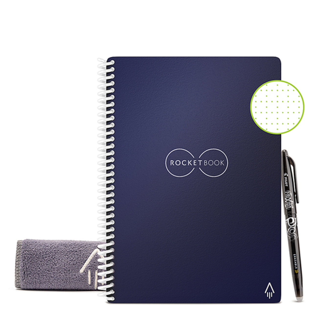 Rocketbook - Core Smart Reusable Notebook Dot-Grid 6" x 8.8" - Midnight Blue - Midnight Blue