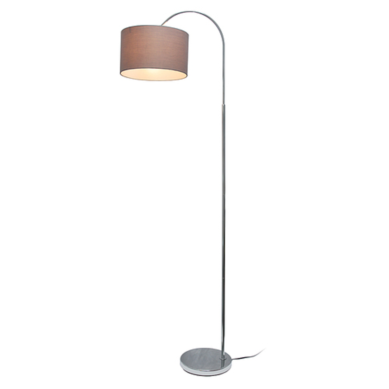 Simple Designs Arched Brushed Nickel Floor Lamp, Gray Shade - Brushed Nickel base/Gray shade