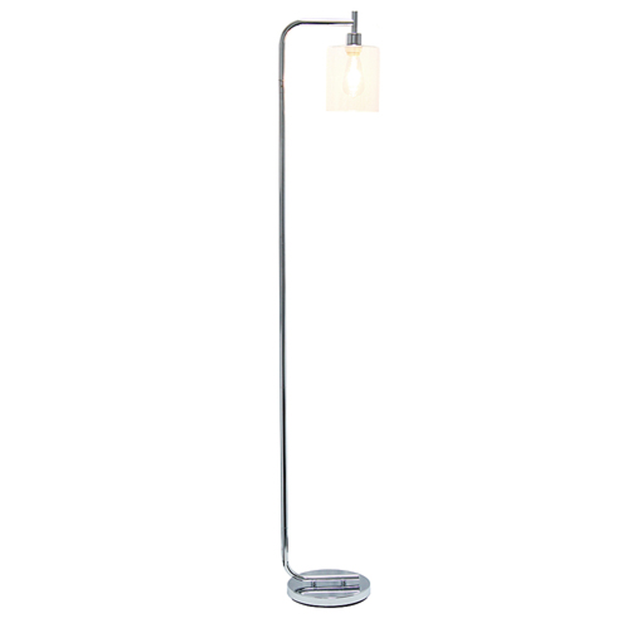 Simple Designs Modern Iron Lantern Floor Lamp with Glass Shade, Chrome - Chrome