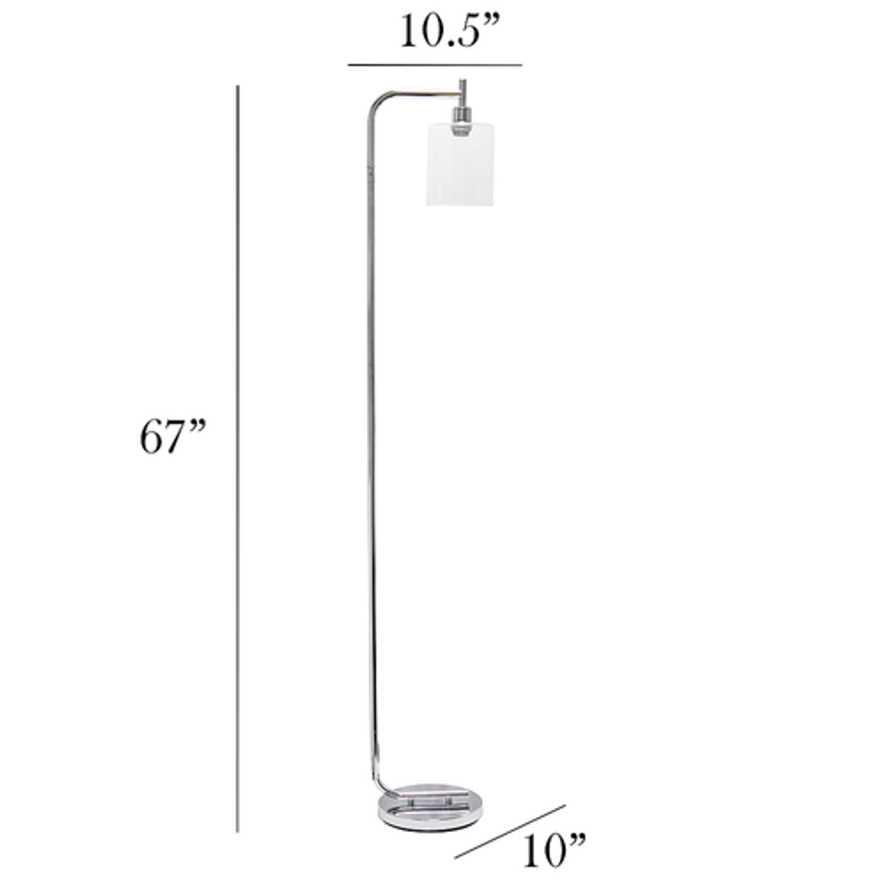 Simple Designs Modern Iron Lantern Floor Lamp with Glass Shade, Chrome - Chrome