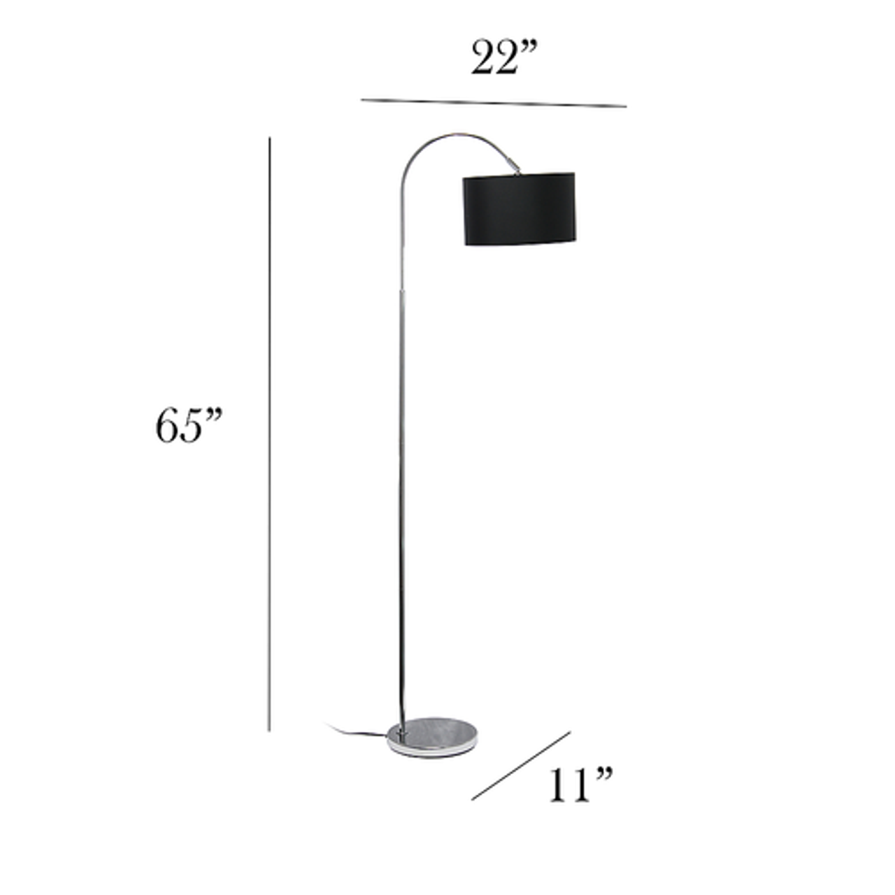 Simple Designs Arched Brushed Nickel Floor Lamp, Black Shade - Brushed Nickel base/Black shade