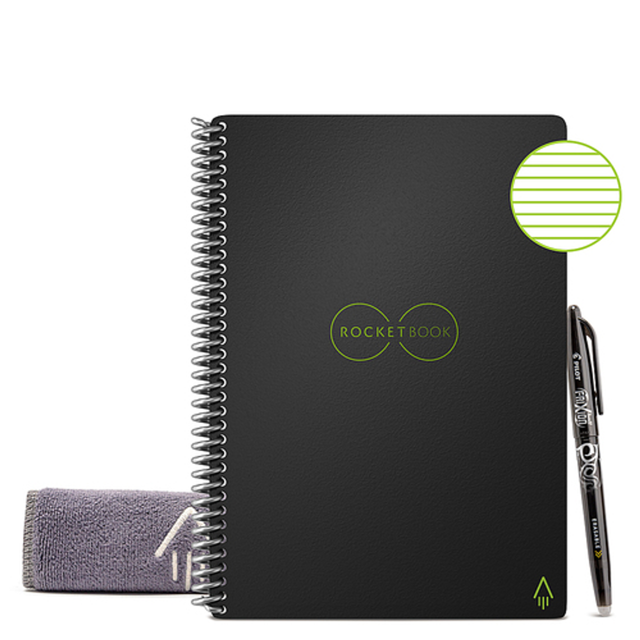 Rocketbook - Core Smart Reusable Notebook Lined 6" x 8.8" - Infinity Black - Infinity Black