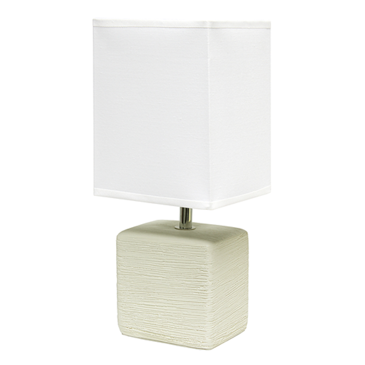 Simple Designs Petite Faux Stone Table Lamp with Fabric Shade, OffWhite with White Shade - Off White base/White shade