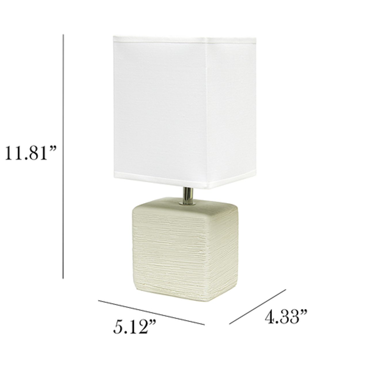 Simple Designs Petite Faux Stone Table Lamp with Fabric Shade, OffWhite with White Shade - Off White base/White shade