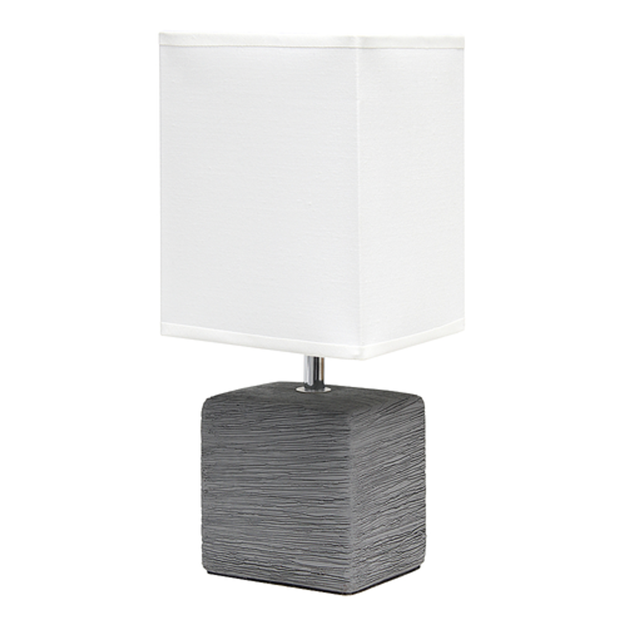 Simple Designs Petite Faux Stone Table Lamp with Fabric Shade, Gray with White Shade - Gray base/White Shade