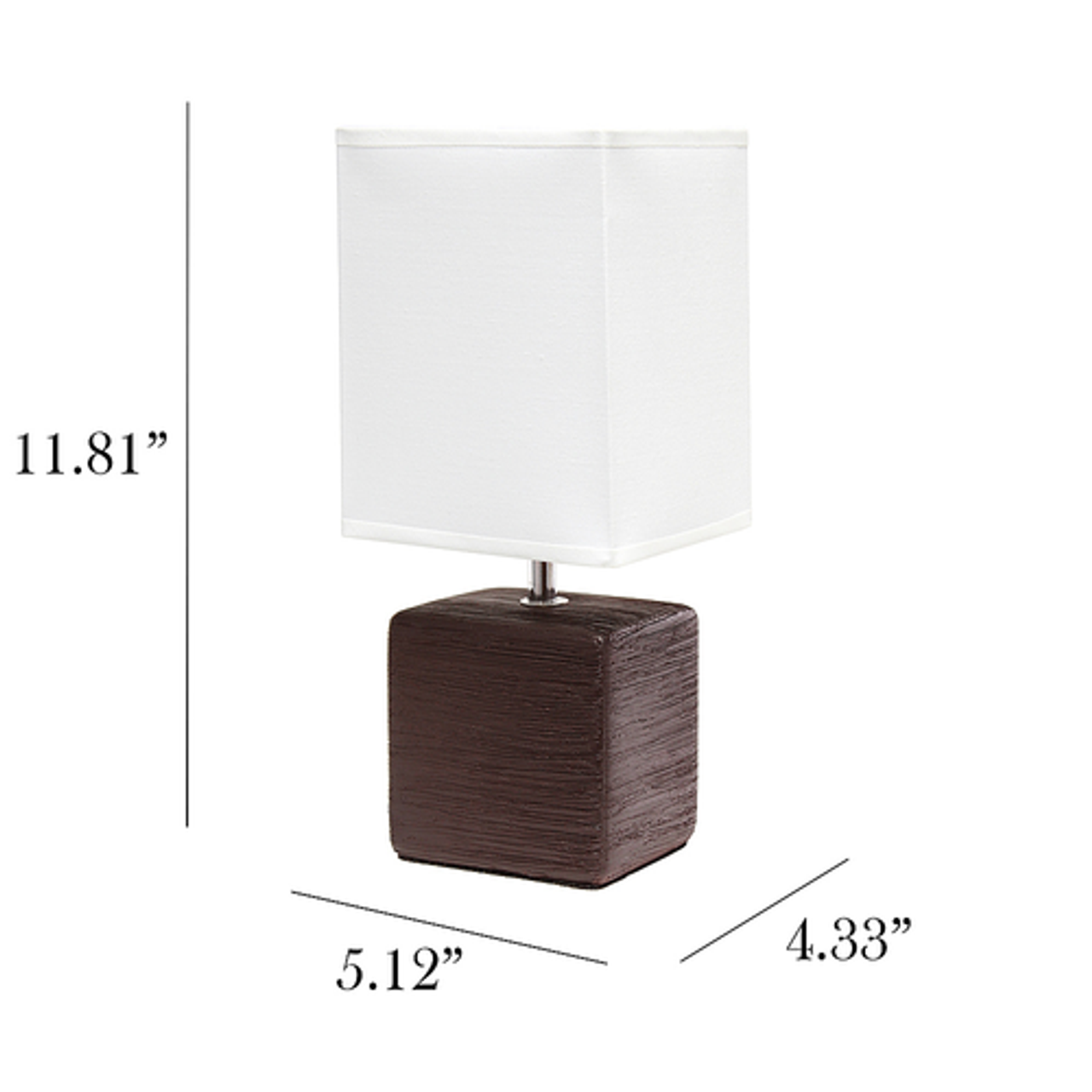 Simple Designs Petite Faux Stone Table Lamp with Fabric Shade, Brown with White Shade - Brown base/White shade