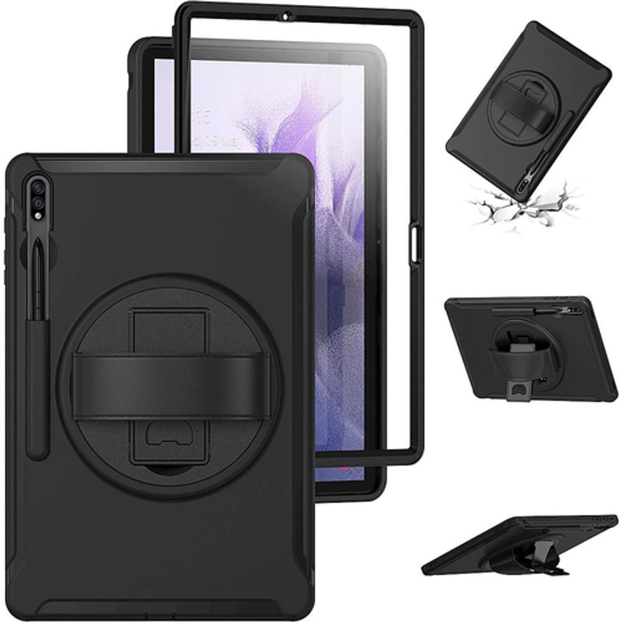 SaharaCase - PROTECTION Hand Strap Series Case for Samsung Galaxy Tab S7 FE - Black
