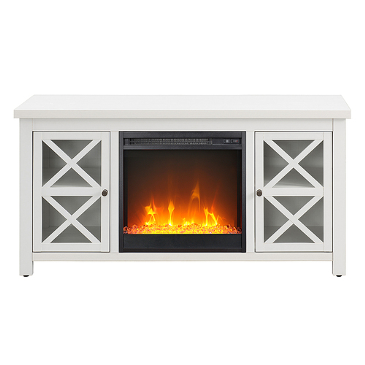Camden&Wells - Colton 47.75" TV Stand with Crystal Fireplace - White
