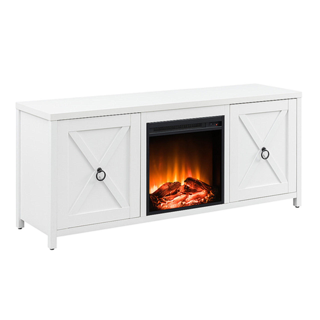 Camden&Wells - Granger 58" TV Stand with Log Fireplace - White