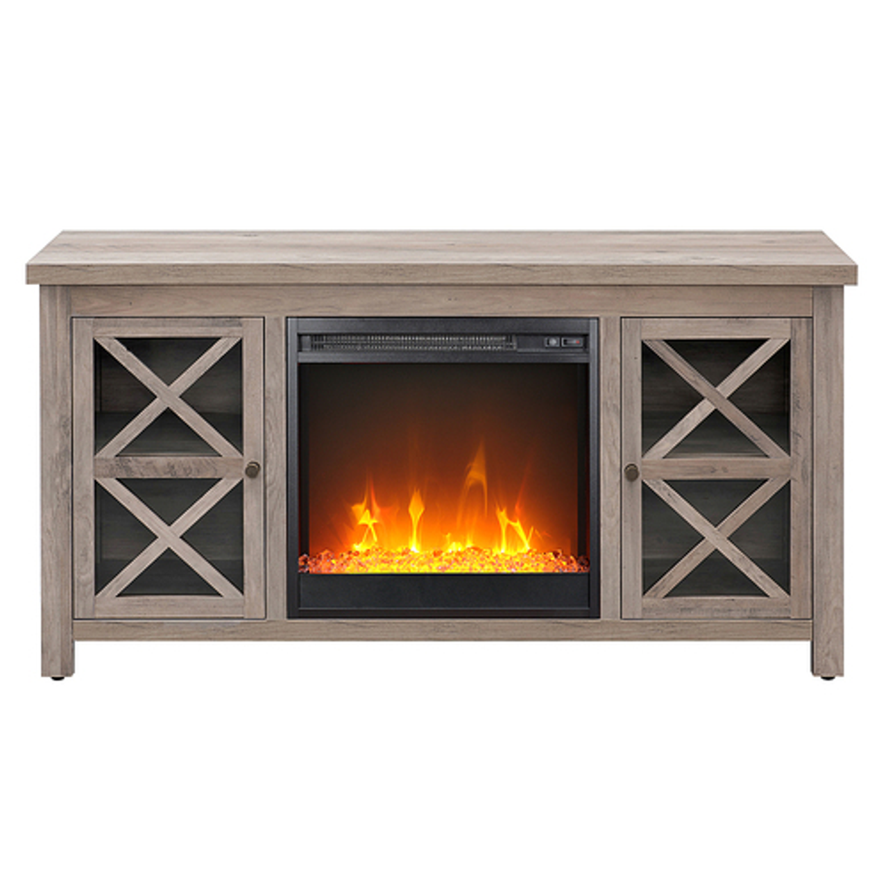 Camden&Wells - Colton 47.75" TV Stand with Crystal Fireplace - Gray Oak