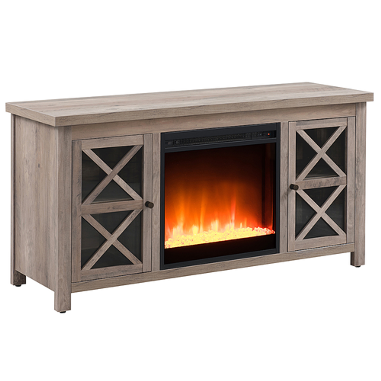Camden&Wells - Colton 47.75" TV Stand with Crystal Fireplace - Gray Oak